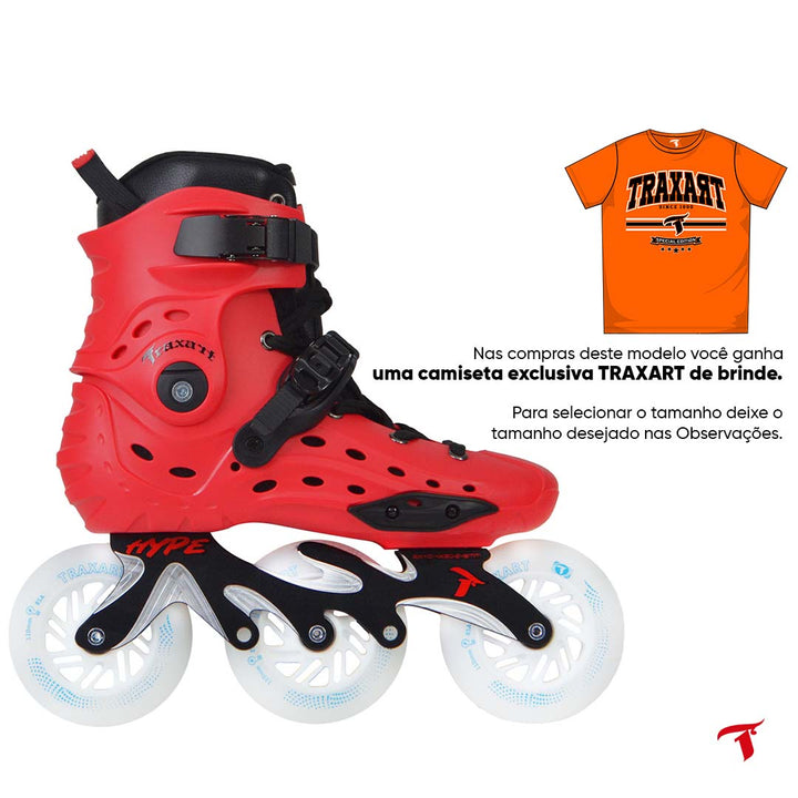 Patins Hype Vermelho com Rodas de Led Vermelha 110mm/85A