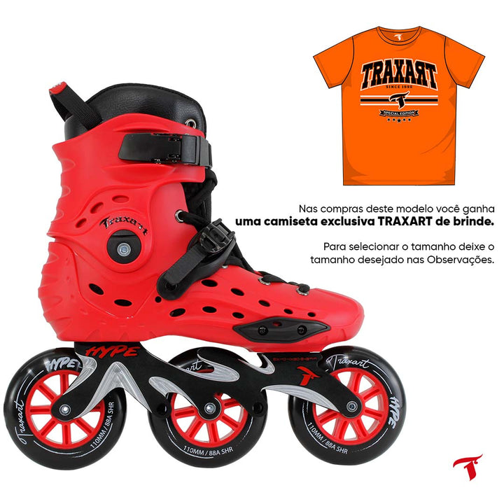 Patins Hype Vermelho - 110mm ABEC-9 Cromo