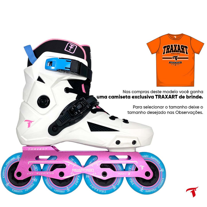 Patins Revolt Turbo Branco e Pink - 80mm ABEC-9 Cromo