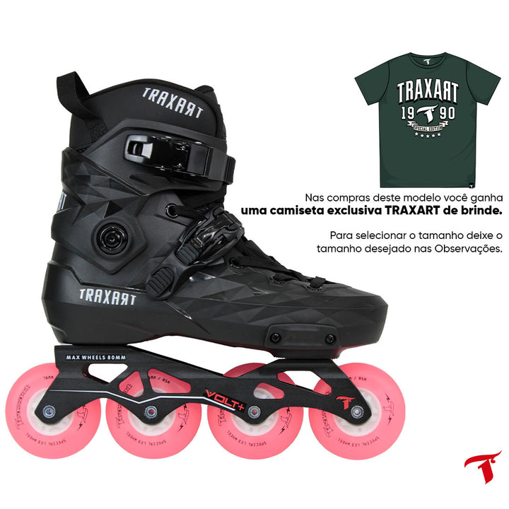 Patins Custom + Base Volt + Rodas de LED Especial Rosa 76mm