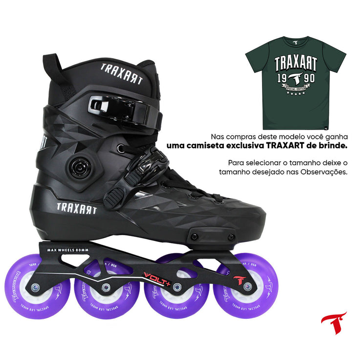 Patins Custom + Base Volt + Rodas de LED Especial Roxa 76mm