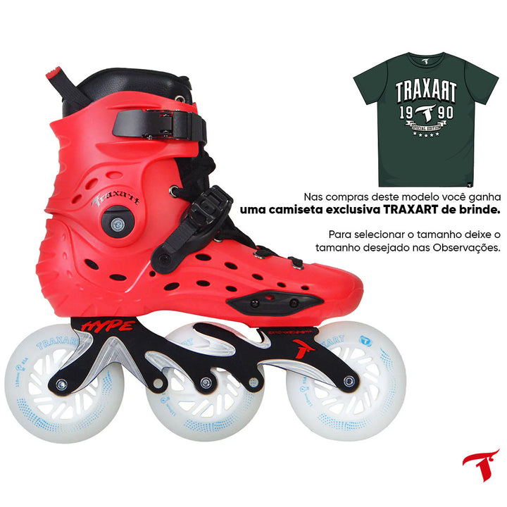 Patins Hype Vermelho com Rodas de Led Vermelha 110mm/85A