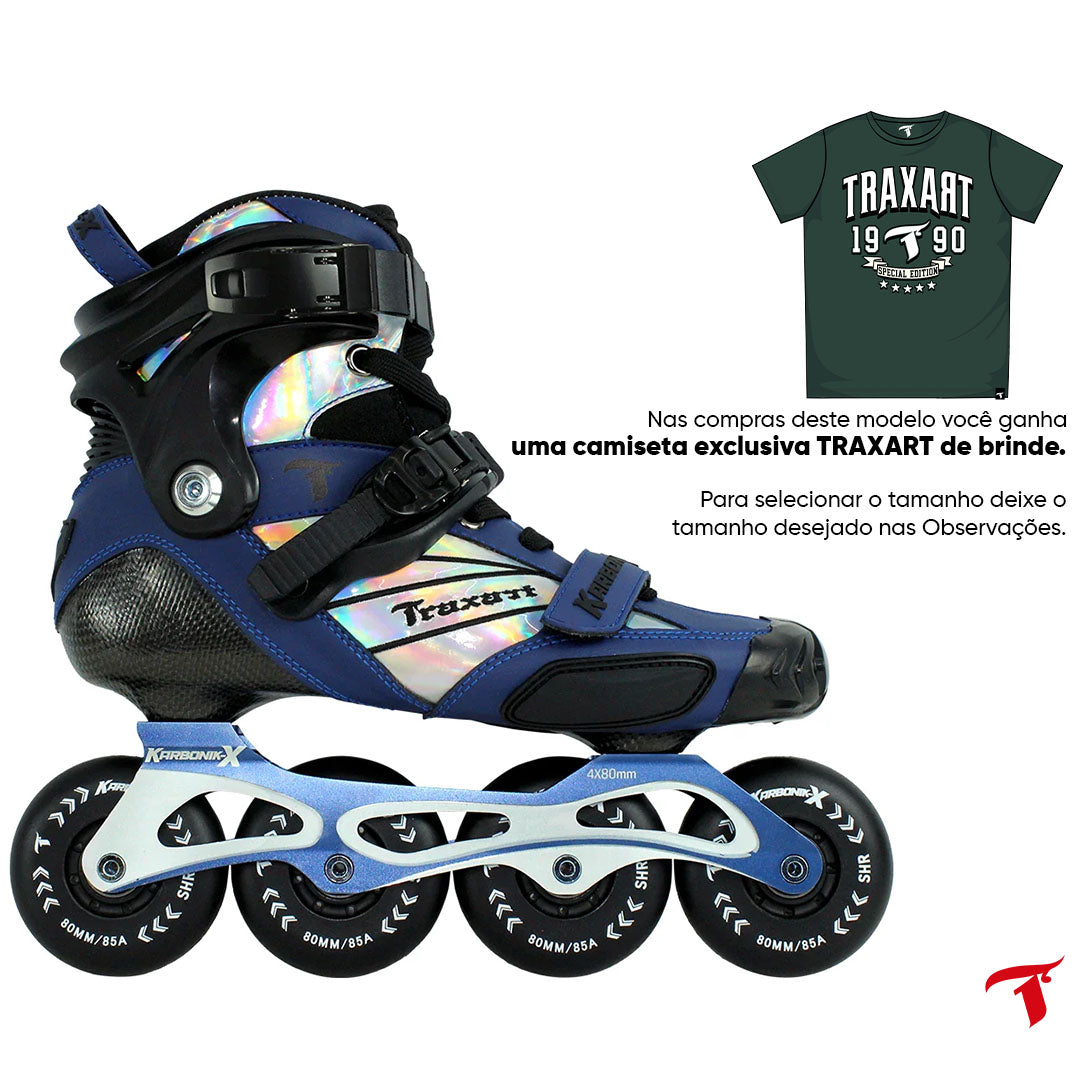 Patins Karbonik-X Azul - 80mm ABEC-9 Cromo