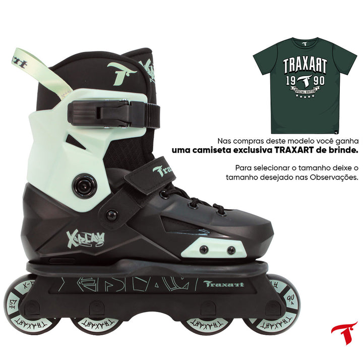 Patins Infantil X-Play Preto e Verde - 59mm ABEC-9 Cromo