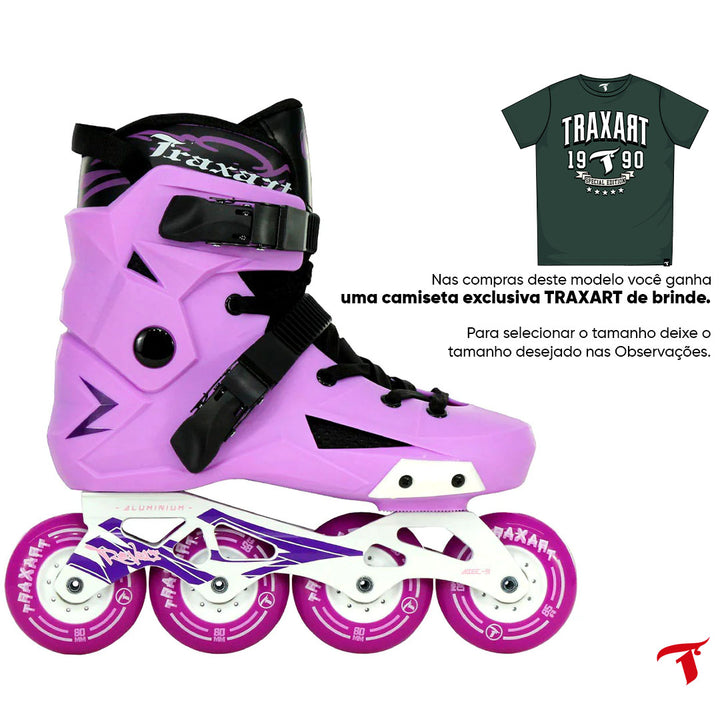 Patins Revolt Lilas com Base Branca - 80mm ABEC-9