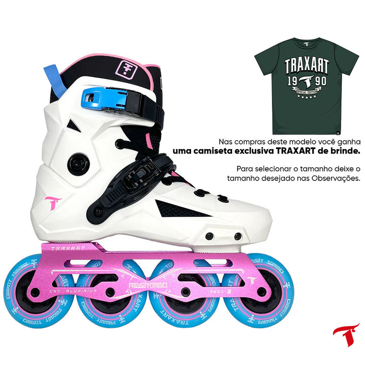 Patins Revolt Turbo Branco e Pink - 80mm ABEC-9 Cromo