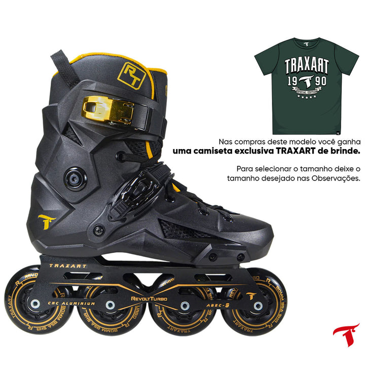 Patins Revolt Turbo Black Gold - 80mm ABEC-9 Cromo