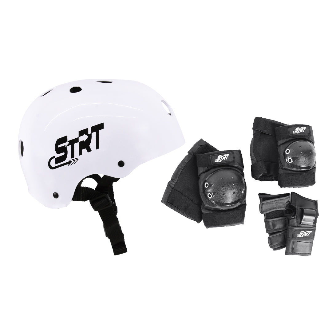 Kit Capacete STRT Branco + Proteção Juvenil SSE-611