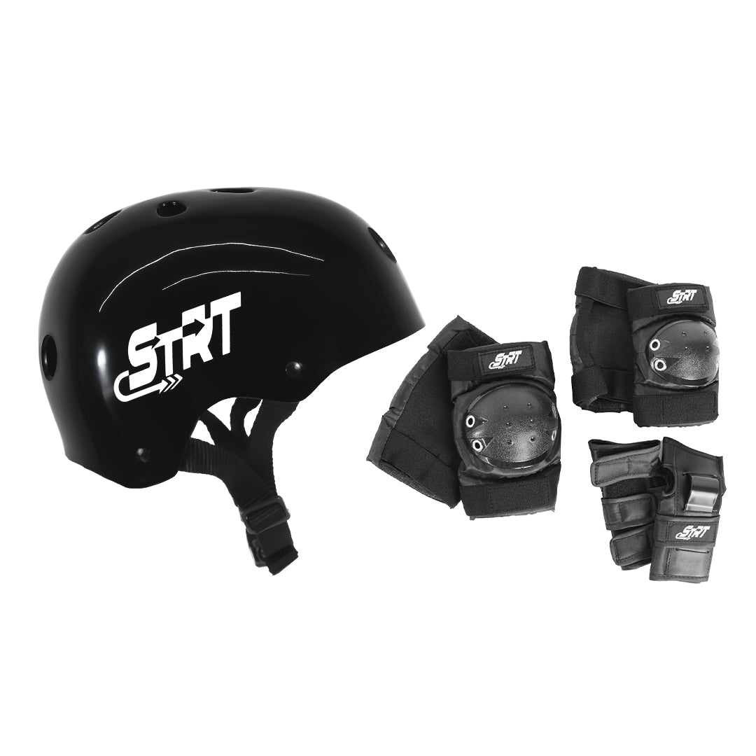 Kit Capacete STRT Preto + Proteção Juvenil SSE-611