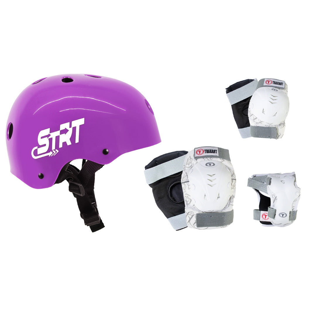 Kit Capacete STRT Roxo + Proteção DK-619