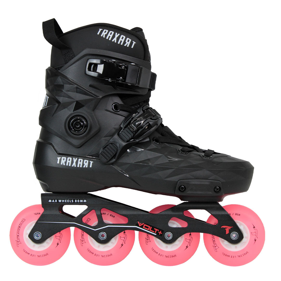 Patins Custom + Base Volt + Rodas de LED Especial Rosa 76mm