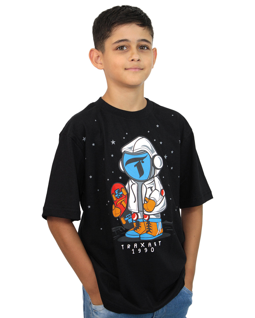 Camiseta Traxart Juvenil Astronauta - Preta