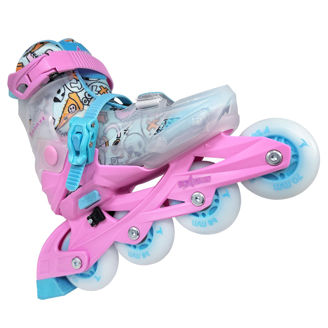 Patins Infantil StarLight Rosa com Rodas de LED - ABEC-9