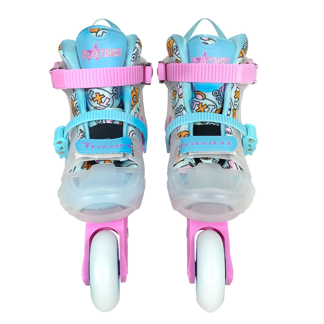 Patins Infantil StarLight Rosa com Rodas de LED - ABEC-9