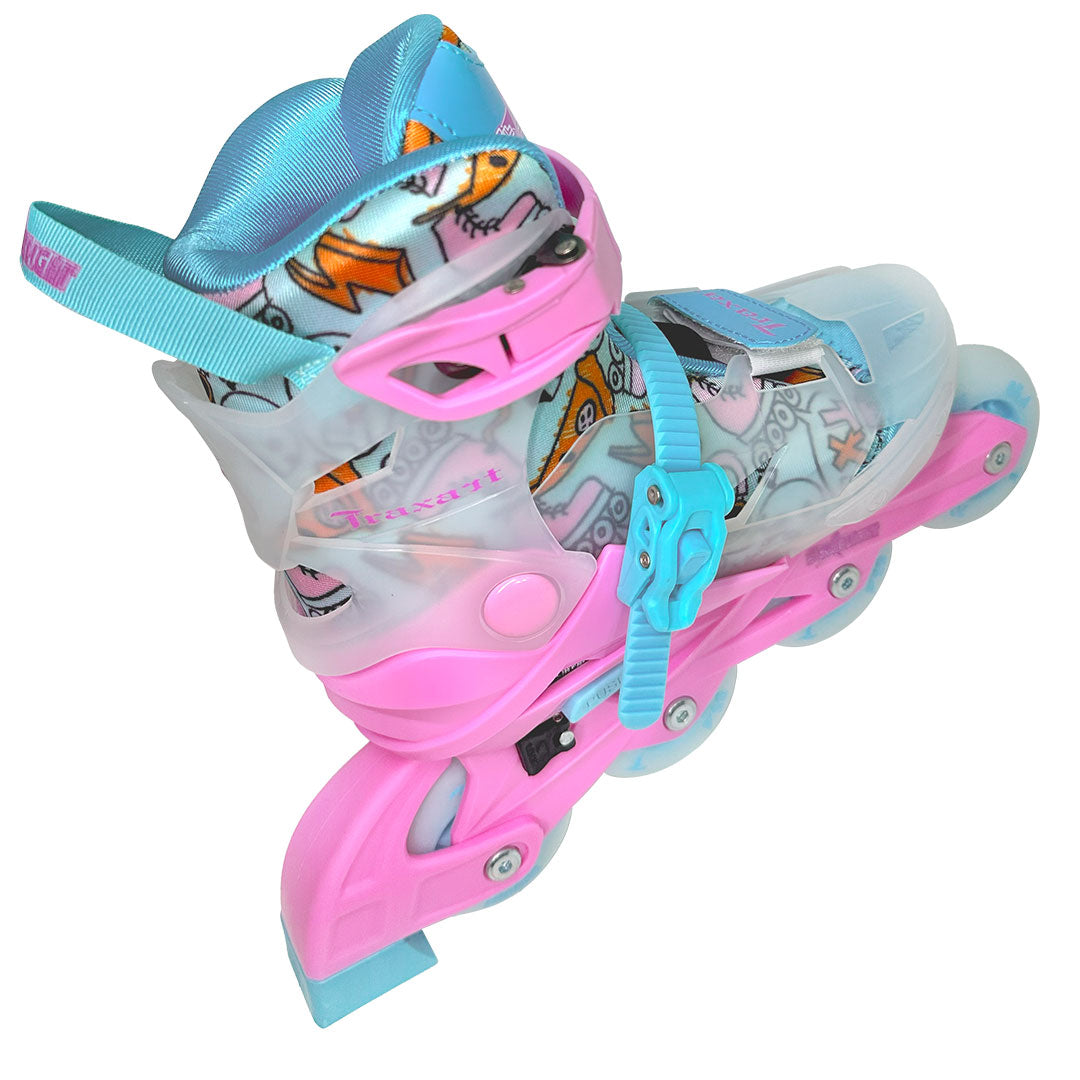 Patins Infantil StarLight Rosa com Rodas de LED - ABEC-9