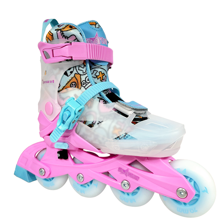 Patins Infantil StarLight Rosa com Rodas de LED - ABEC-9