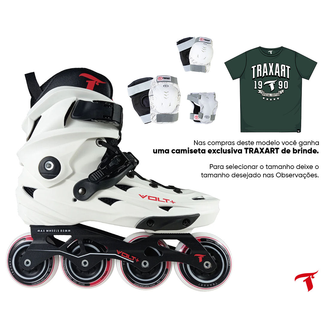 Patins Volt + 2.0 Branco + Kit De Proteção DK-619