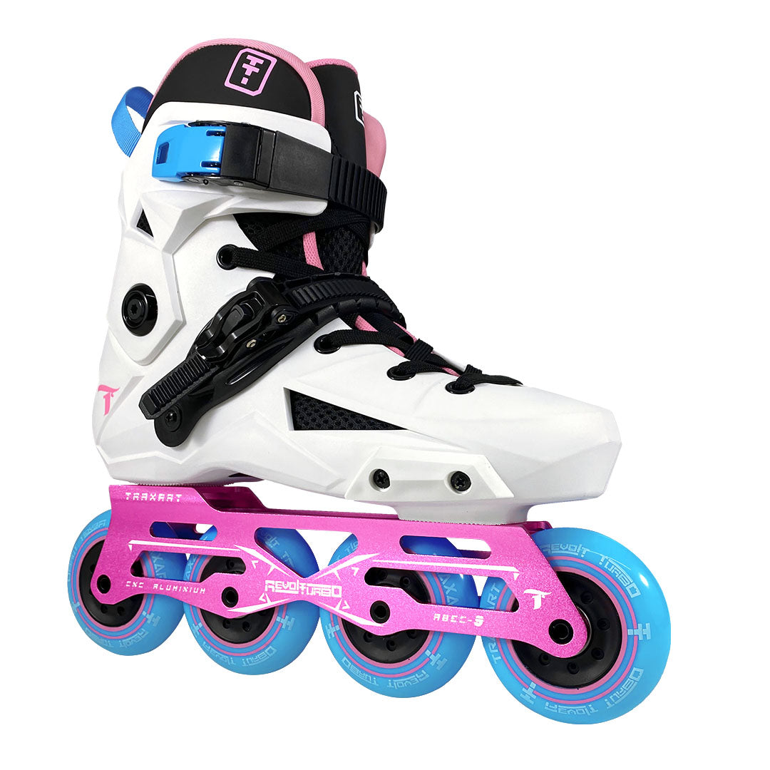 Patins Revolt Turbo Branco e Pink - 80mm ABEC-9 Cromo