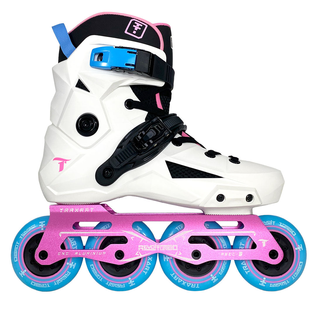 Patins Revolt Turbo Branco e Pink - 80mm ABEC-9 Cromo