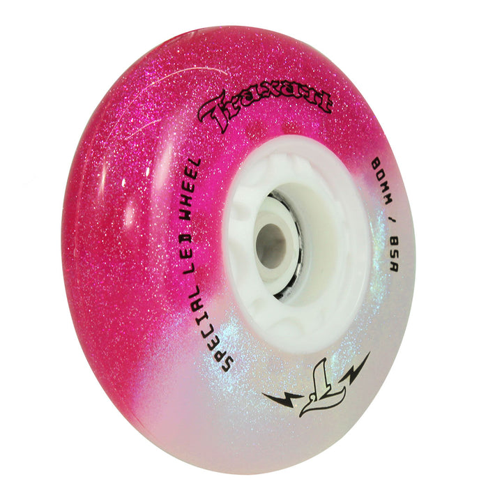 Jogo de Rodas Glitter LED Special Pink e Branco 80mm/85A