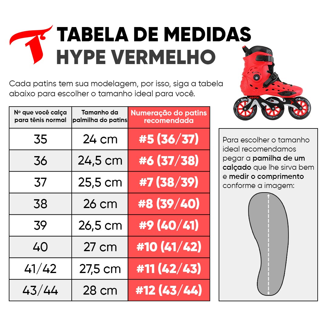 Patins Hype Vermelho - 110mm ABEC-9 Cromo