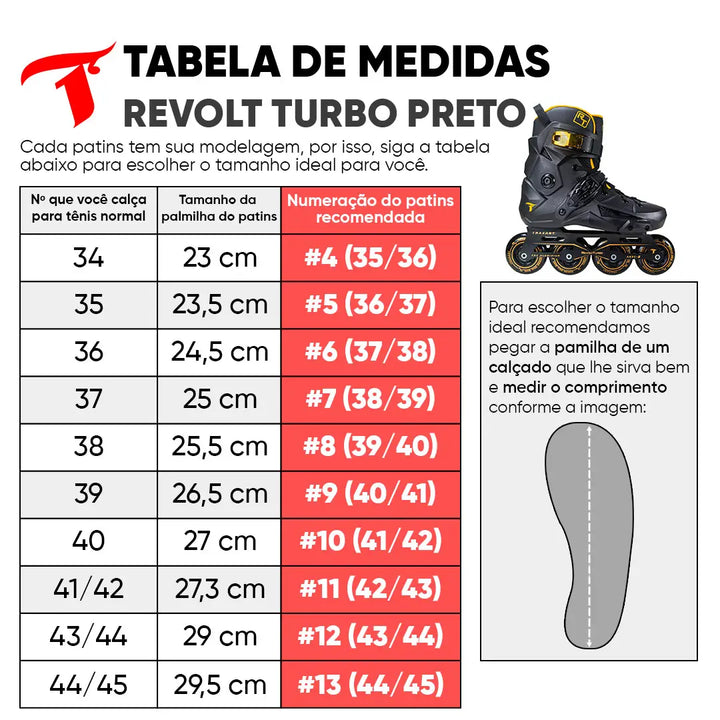 Patins Revolt Turbo Gold + Protetor DG-300