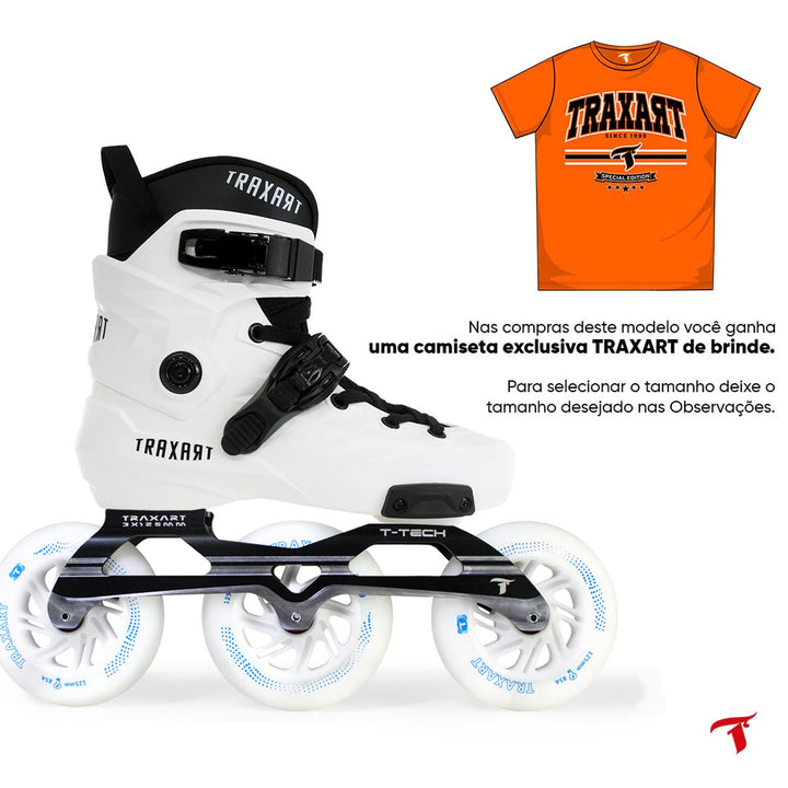 Patins Custom Branco + Base T-Tech + Rodas Led 125mm