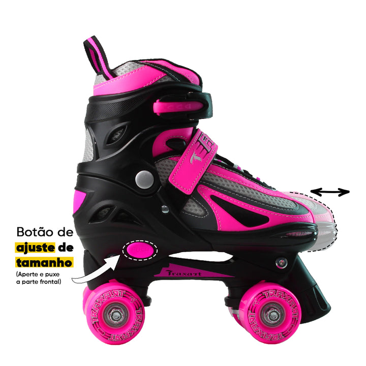 Patins Infantil Flash Rosa - 54mm ABEC-7