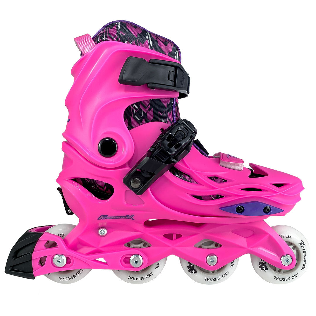 Patins Infantil Freemix Rosa Com Rodas de LED X-Light 68mm