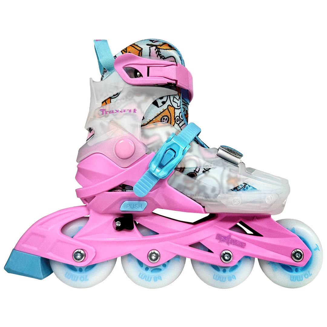 Patins Infantil StarLight Rosa com Rodas de LED - ABEC-9