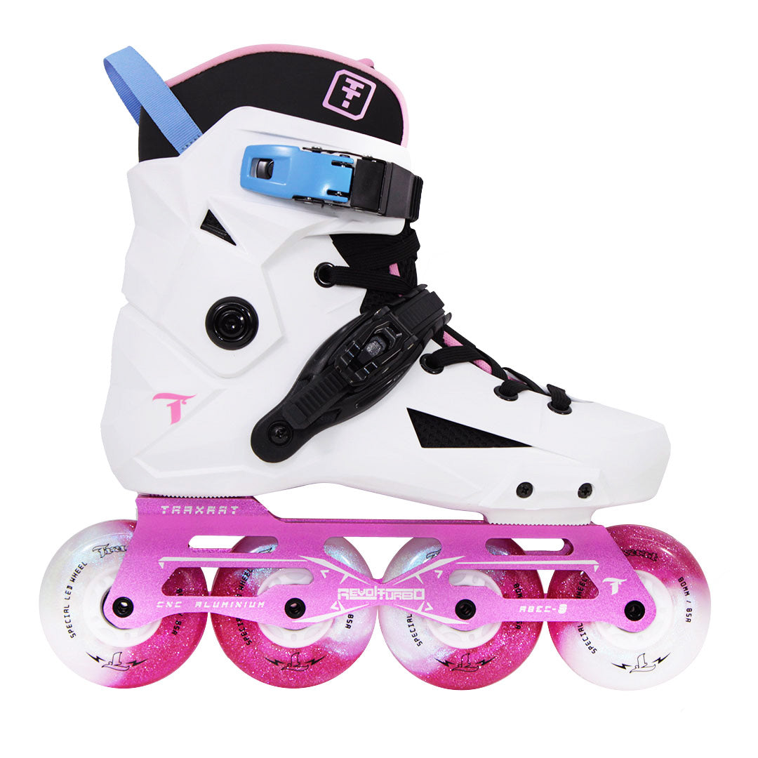 Patins Revolt Turbo Branco com Rodas de LED Glitter 80mm/85A